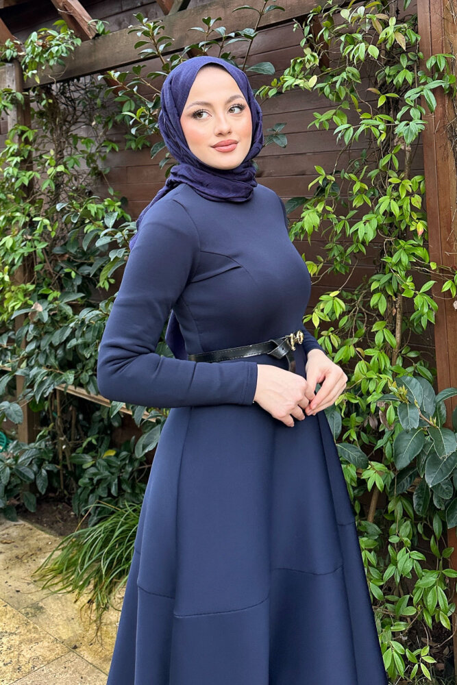 Aura Scuba Elbise - Lacivert - JOUE (3)