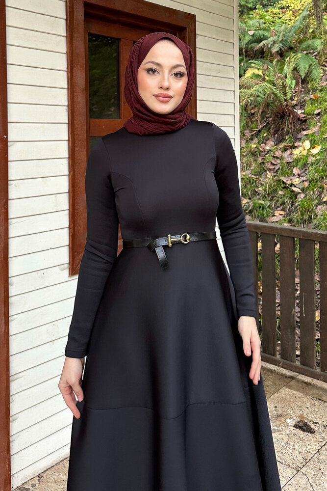 Aura Scuba Elbise - Siyah - JOUE (2)