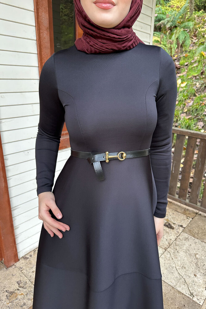 Aura Scuba Elbise - Siyah - JOUE (5)