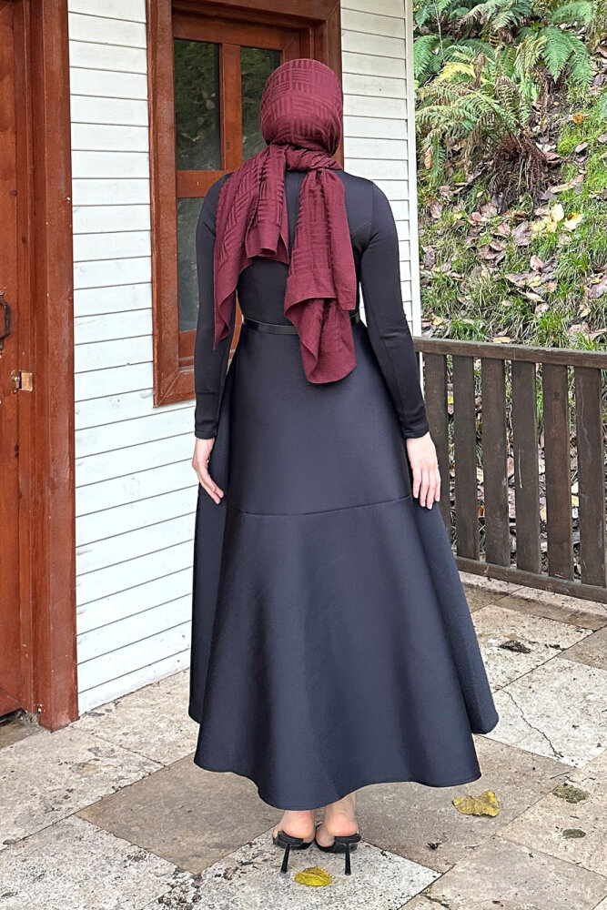 Aura Scuba Elbise - Siyah - 8