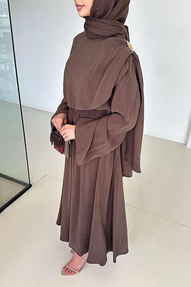 Aurevina Pelerin Detaylı Takım - Kahverengi - 5