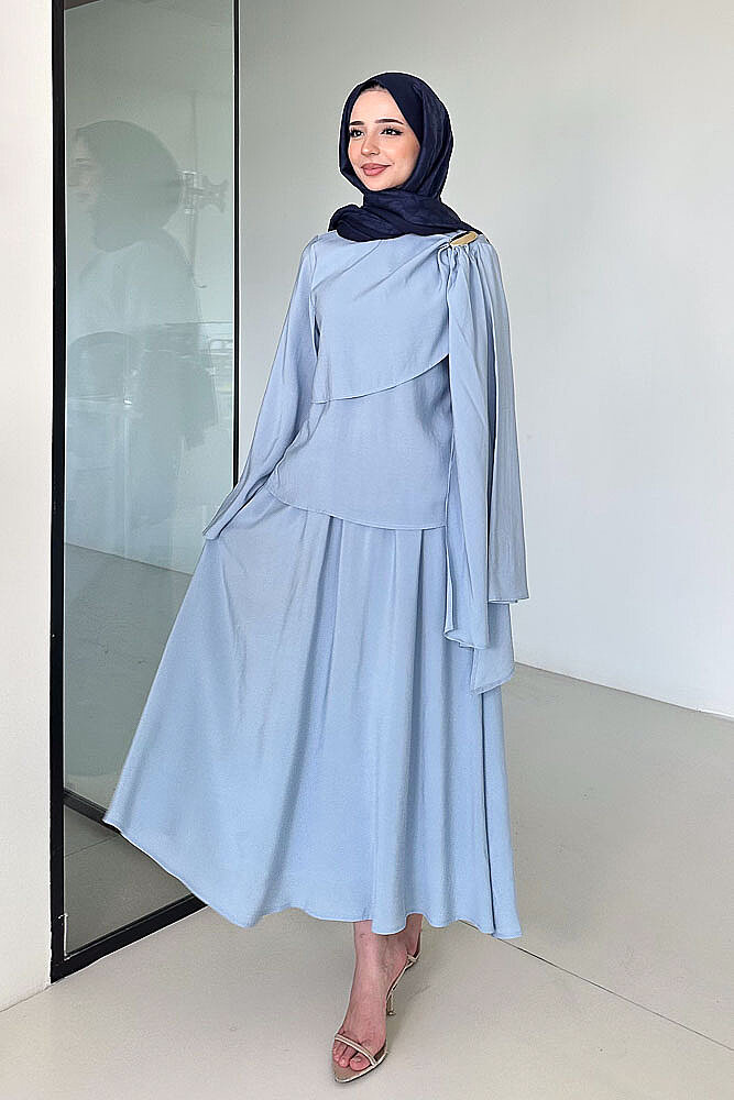 Aurevina Pelerin Detaylı Takım - Mavi - 4