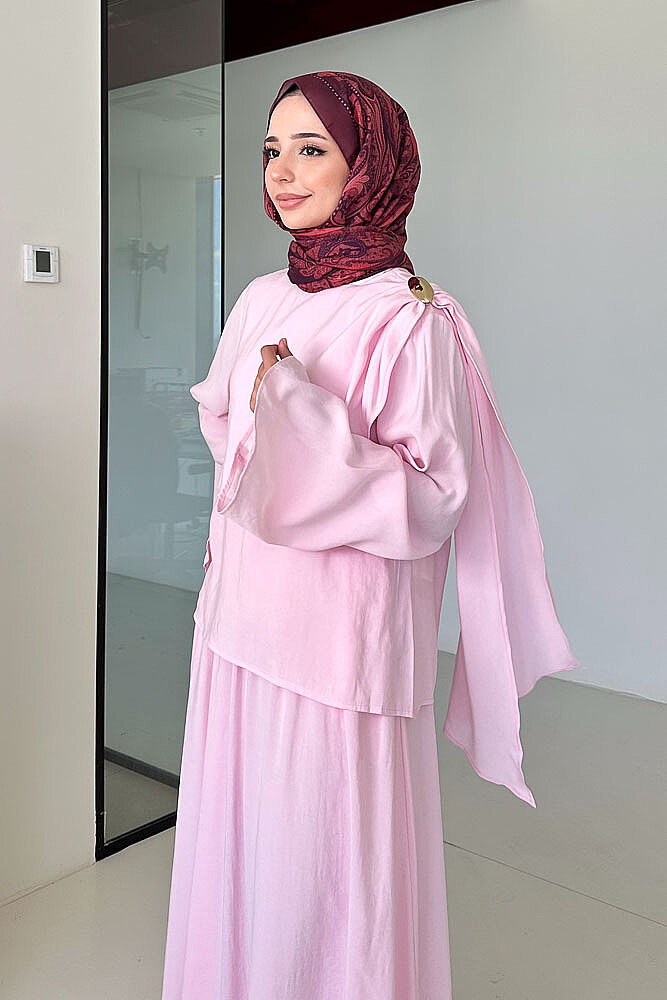 Aurevina Pelerin Detaylı Takım - Pembe - İKOL (1)