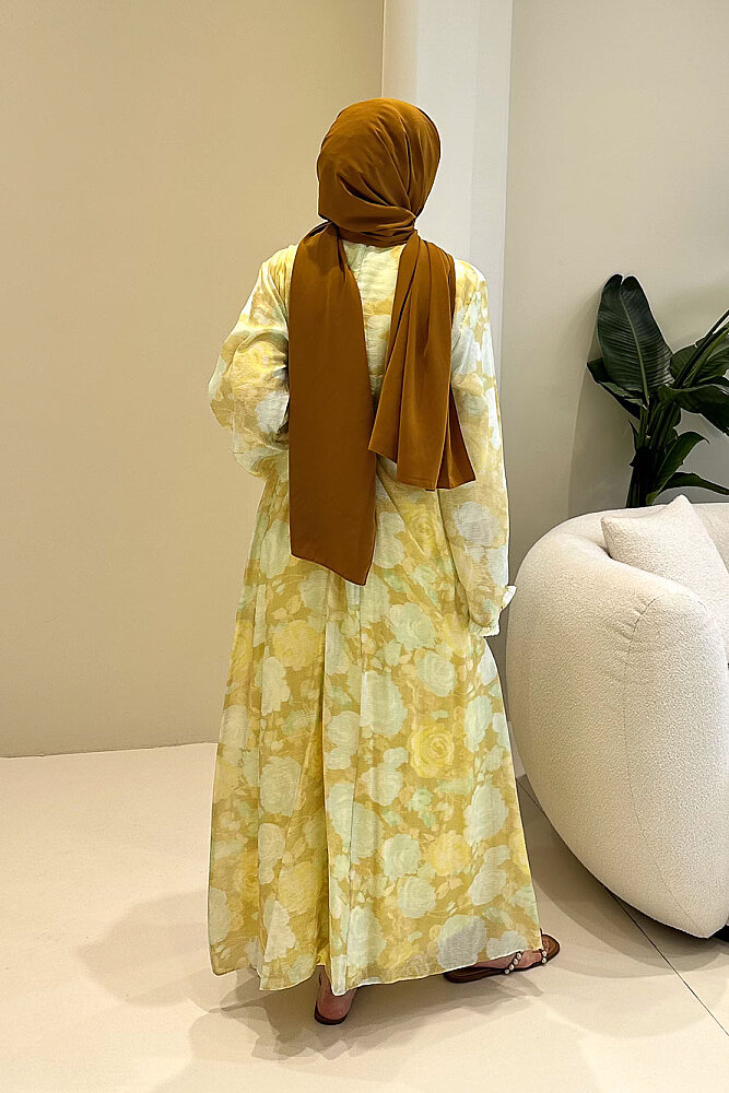 Aurora Çiçekli Şifon Elbise - Su Yeşili - ALLMİSS (5)