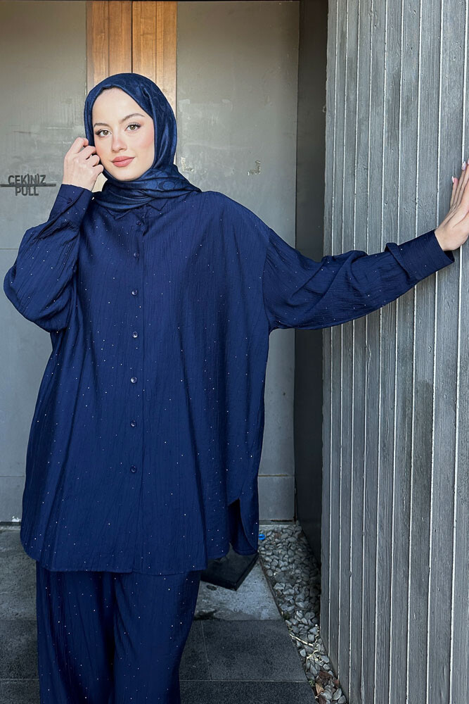 Aurora Taşlı Takım - Lacivert - 8