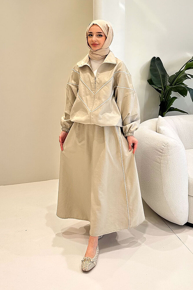 Aveline Biyeli Etek Takım - Bej - ALLMİSS (0)