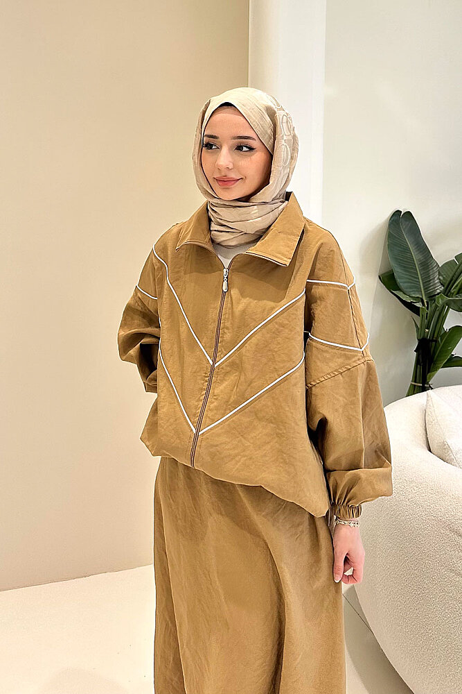 Aveline Biyeli Etek Takım - Camel - 3