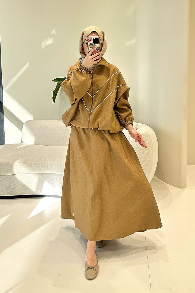 Aveline Biyeli Etek Takım - Camel - ALLMİSS (5)