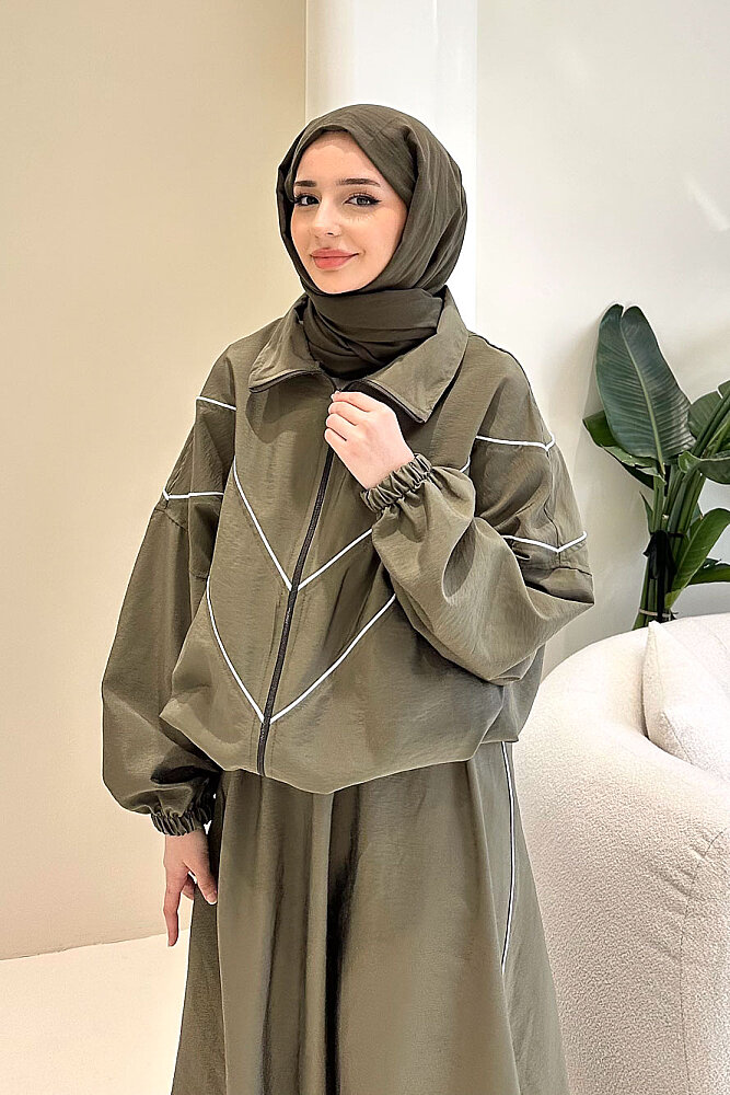 Aveline Biyeli Etek Takım - Haki - 4