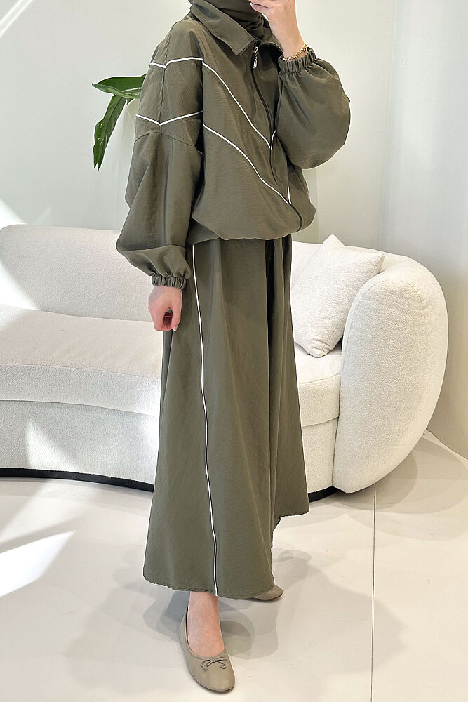 Aveline Biyeli Etek Takım - Haki - 6