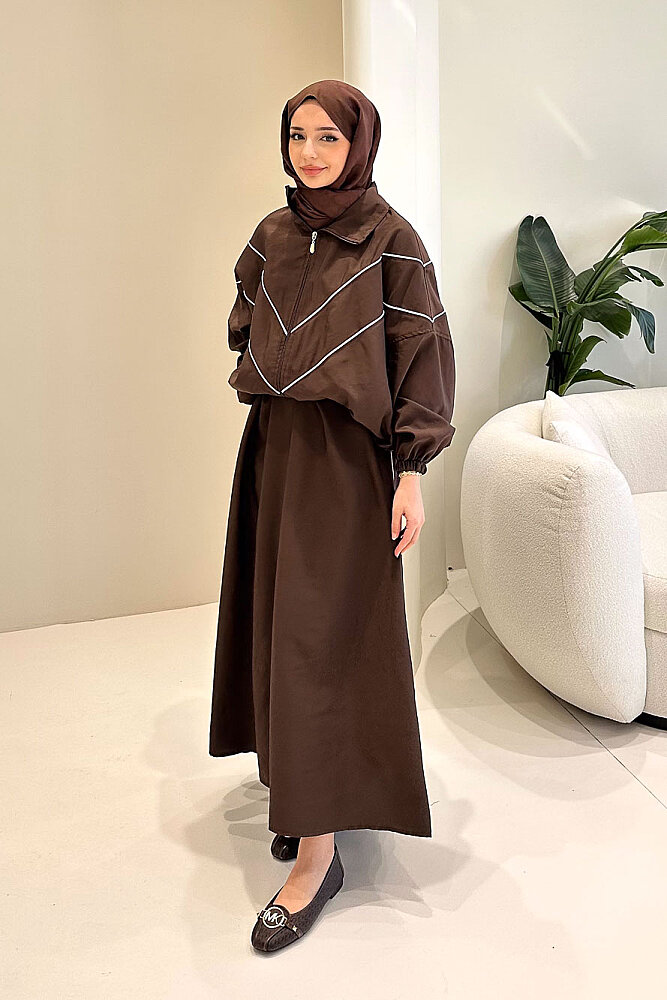 Aveline Biyeli Etek Takım - Kahverengi - ALLMİSS (0)