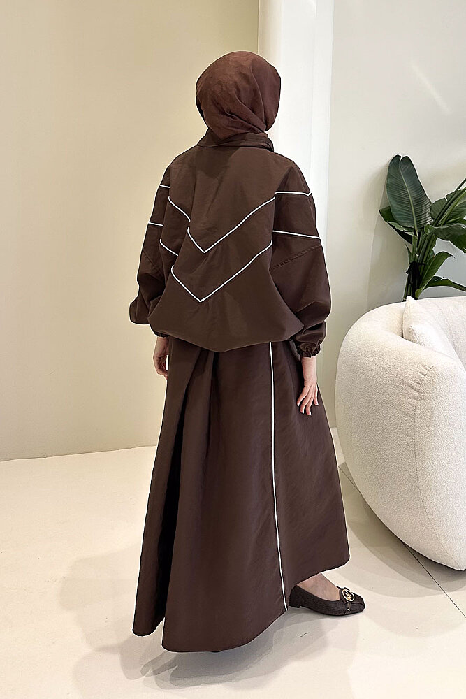 Aveline Biyeli Etek Takım - Kahverengi - ALLMİSS (3)