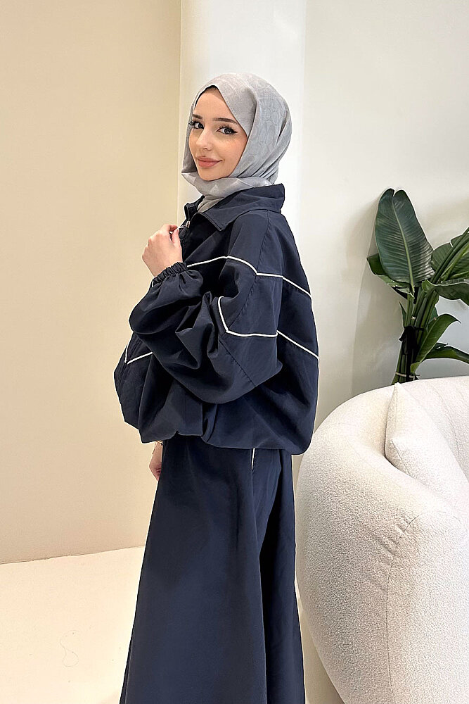 Aveline Biyeli Etek Takım - Lacivert - 2