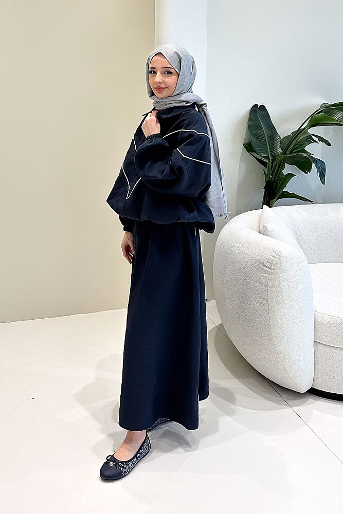 Aveline Biyeli Etek Takım - Lacivert - 4