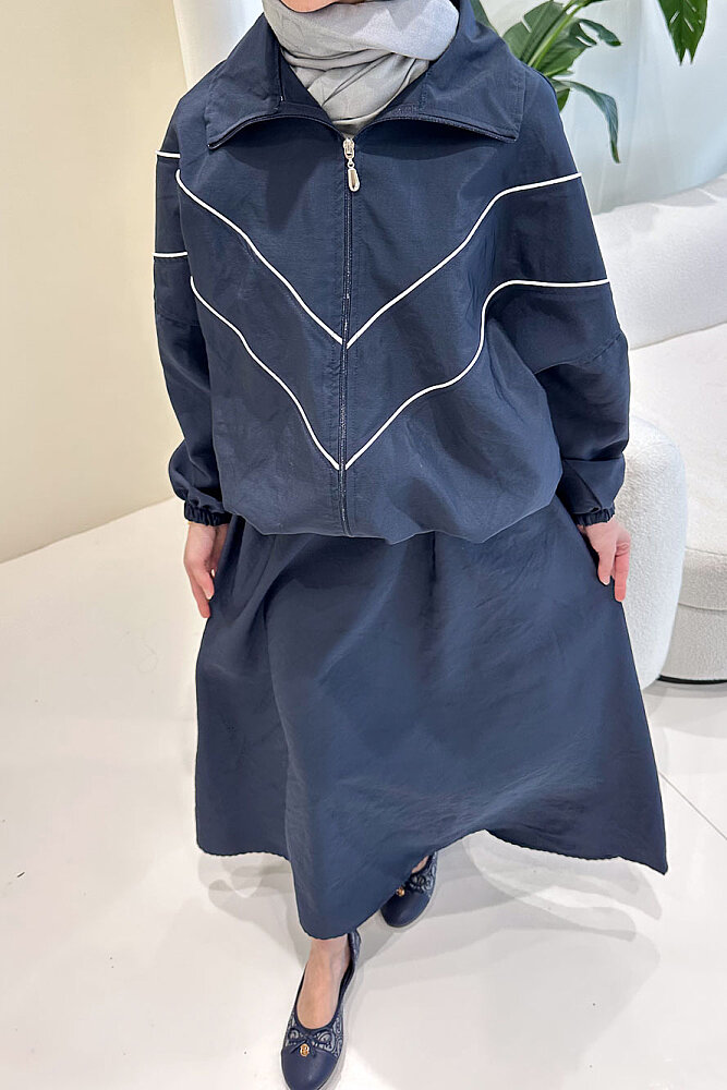 Aveline Biyeli Etek Takım - Lacivert - ALLMİSS (5)