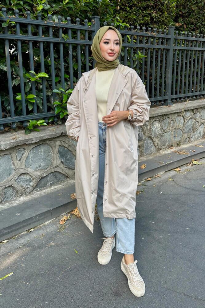Avril Yağmurluk - Bej - HENZA (1)