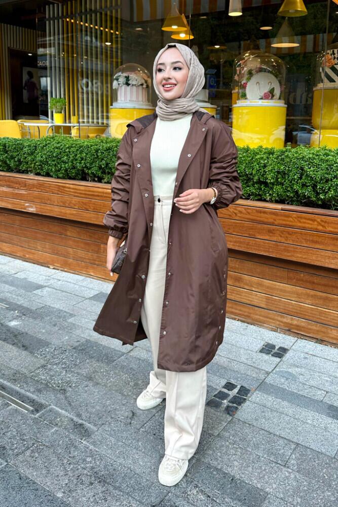 Avril Yağmurluk - Kahverengi - HENZA (1)