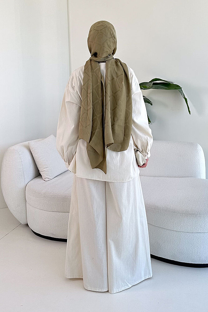 Bağcık Detaylı Keten Pantolon Takım - Bej - 8