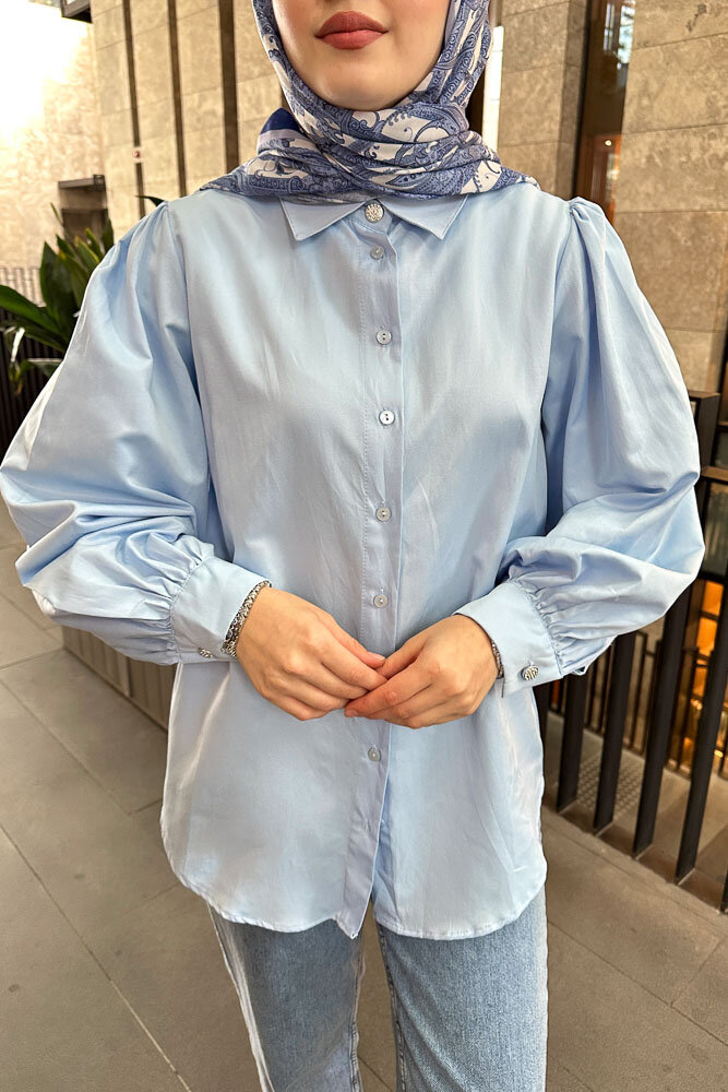 Basic Gömlek - Bebe Mavisi - HENZA (4)
