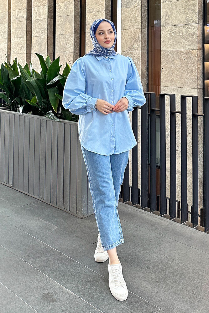 Basic Gömlek - Bebe Mavisi - HENZA (5)