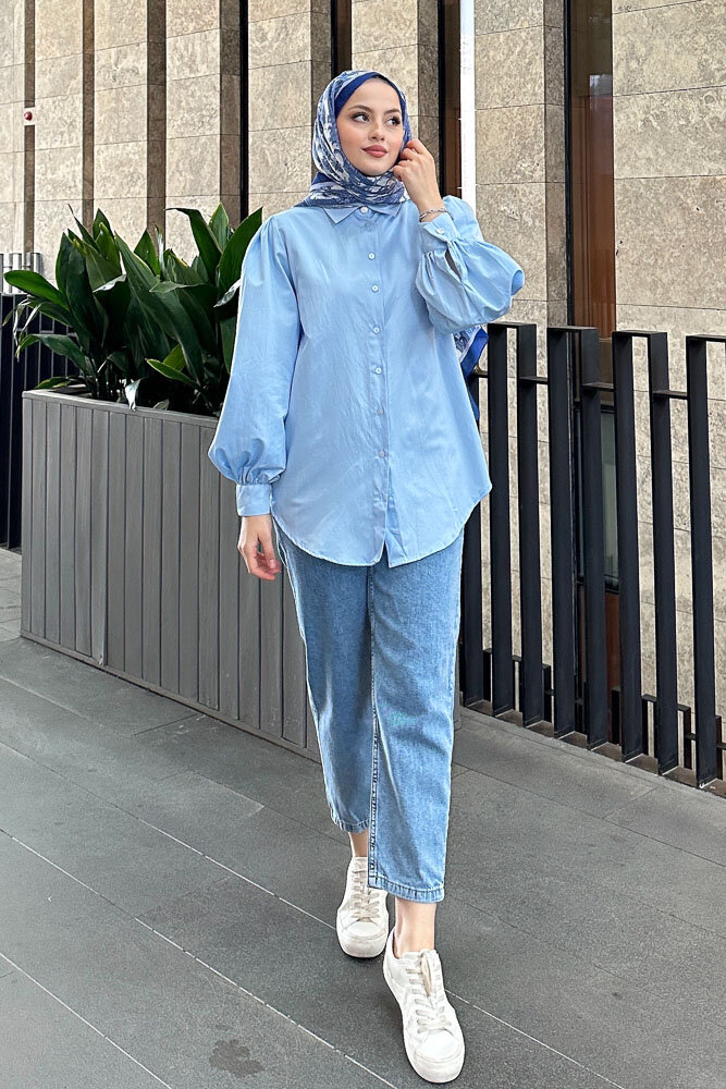 Basic Gömlek - Bebe Mavisi - HENZA (2)