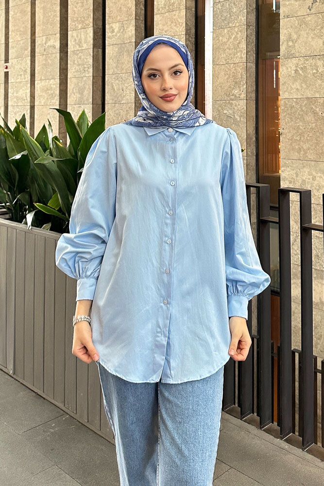 Basic Gömlek - Bebe Mavisi - HENZA (3)