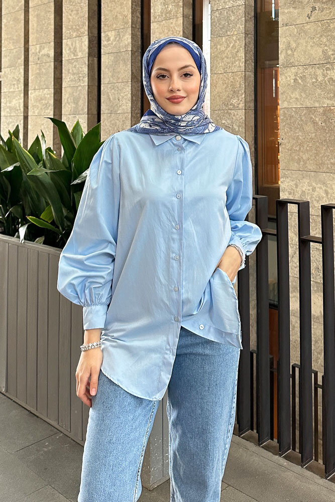 Basic Gömlek - Bebe Mavisi - HENZA (1)