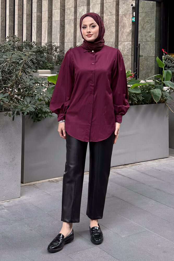 Basic Gömlek - Burgonya - HENZA (1)