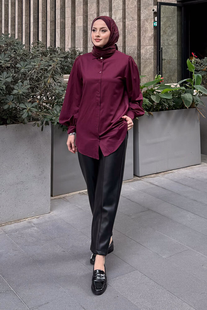 Basic Gömlek - Burgonya - HENZA (3)