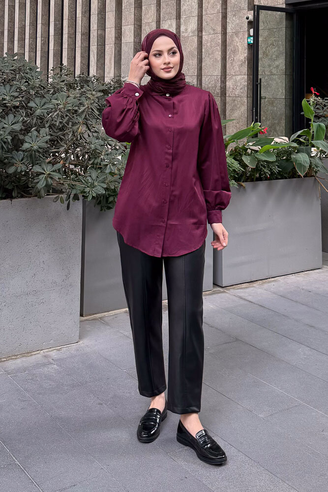 Basic Gömlek - Burgonya - HENZA (5)