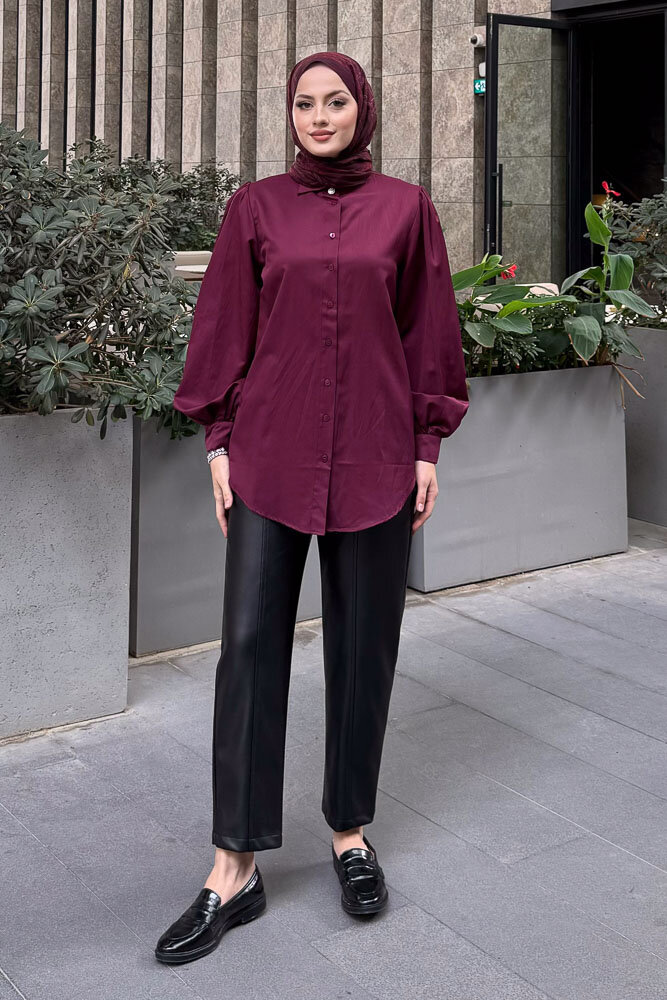 Basic Gömlek - Burgonya - HENZA (6)