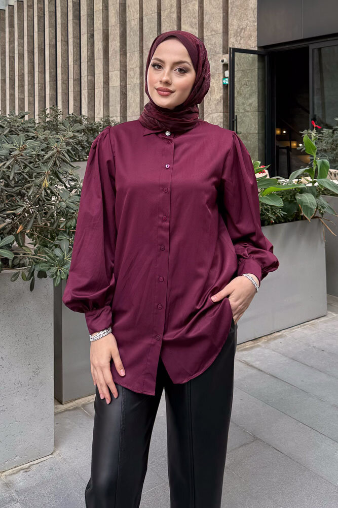 Basic Gömlek - Burgonya - HENZA (4)