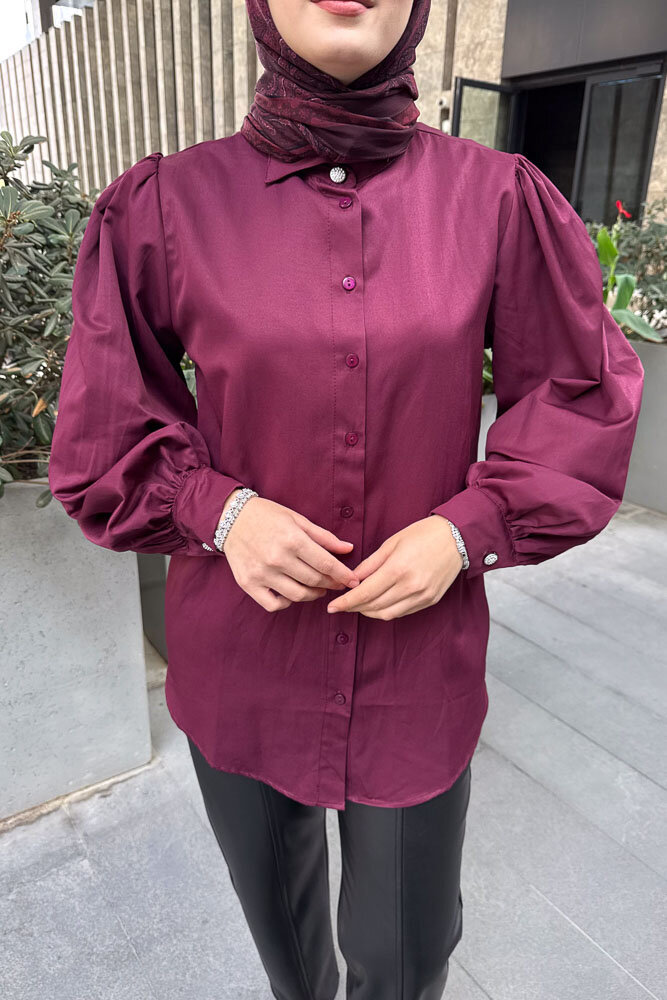 Basic Gömlek - Burgonya - HENZA (2)