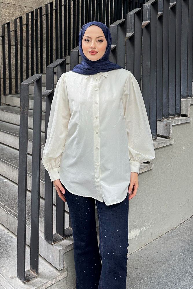 Basic Gömlek - Ekru - HENZA (3)