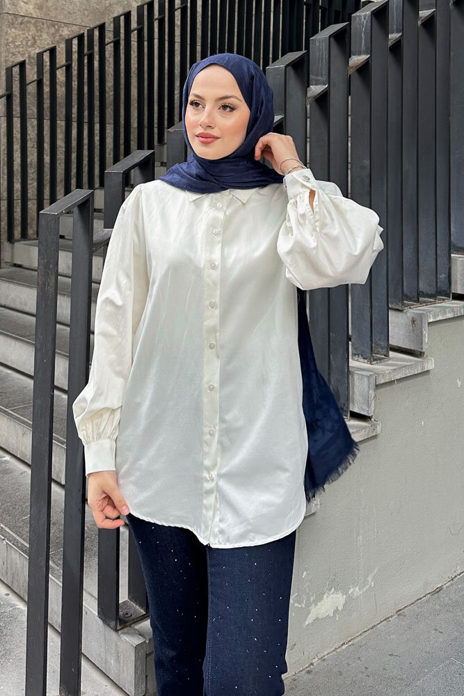 Basic Gömlek - Ekru - HENZA (5)