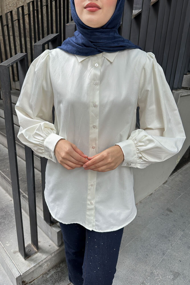 Basic Gömlek - Ekru - HENZA (4)