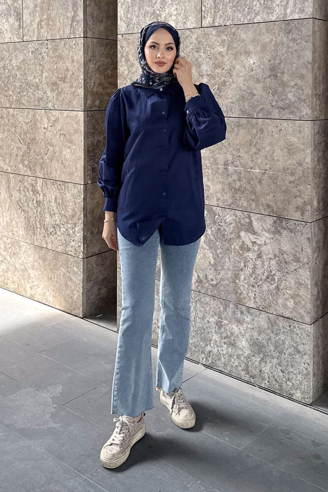 Basic Gömlek - Lacivert - HENZA (3)