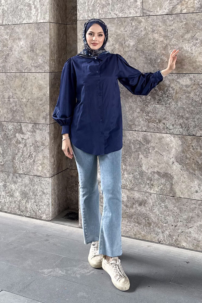 Basic Gömlek - Lacivert - HENZA (5)