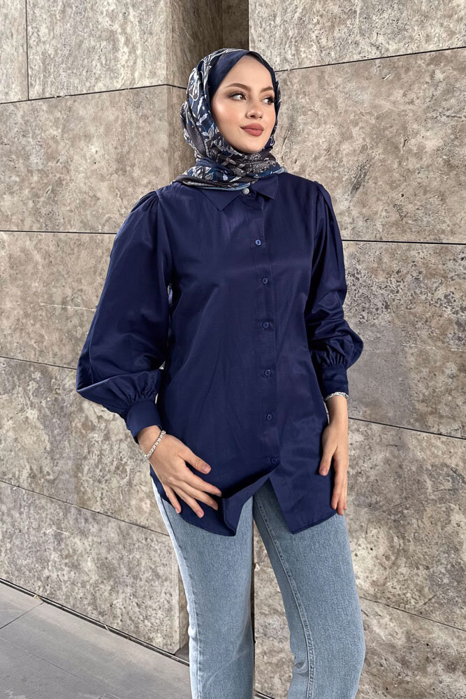 Basic Gömlek - Lacivert - HENZA (4)