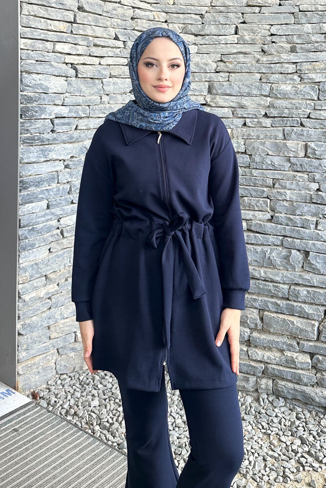 Beli Büzgülü Spor Takım - Lacivert - 3