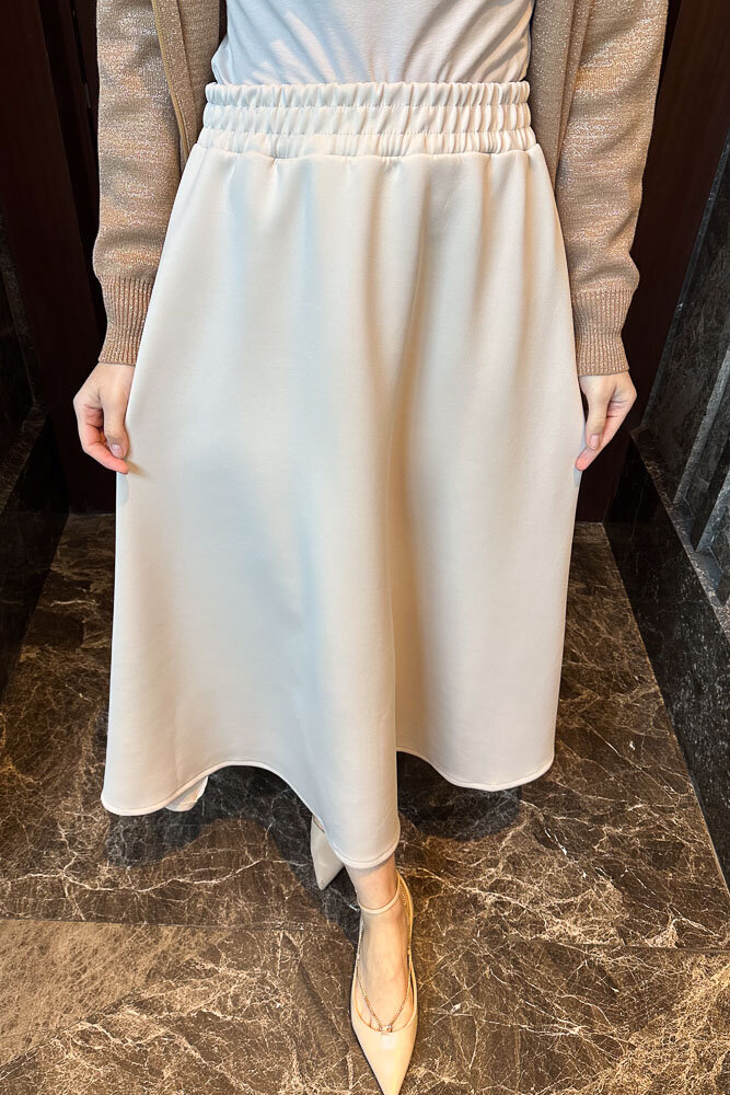 Beli Lastikli Scuba Etek - Bej - ENMA (2)