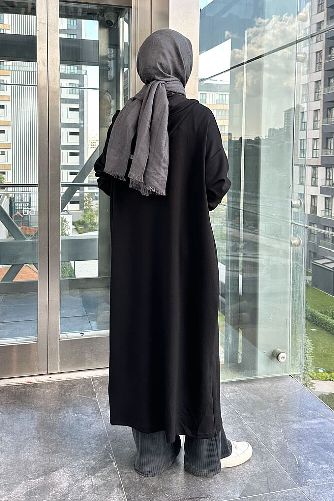 Bellamy Kapüşonlu Fermuarlı Kap - Siyah - 8