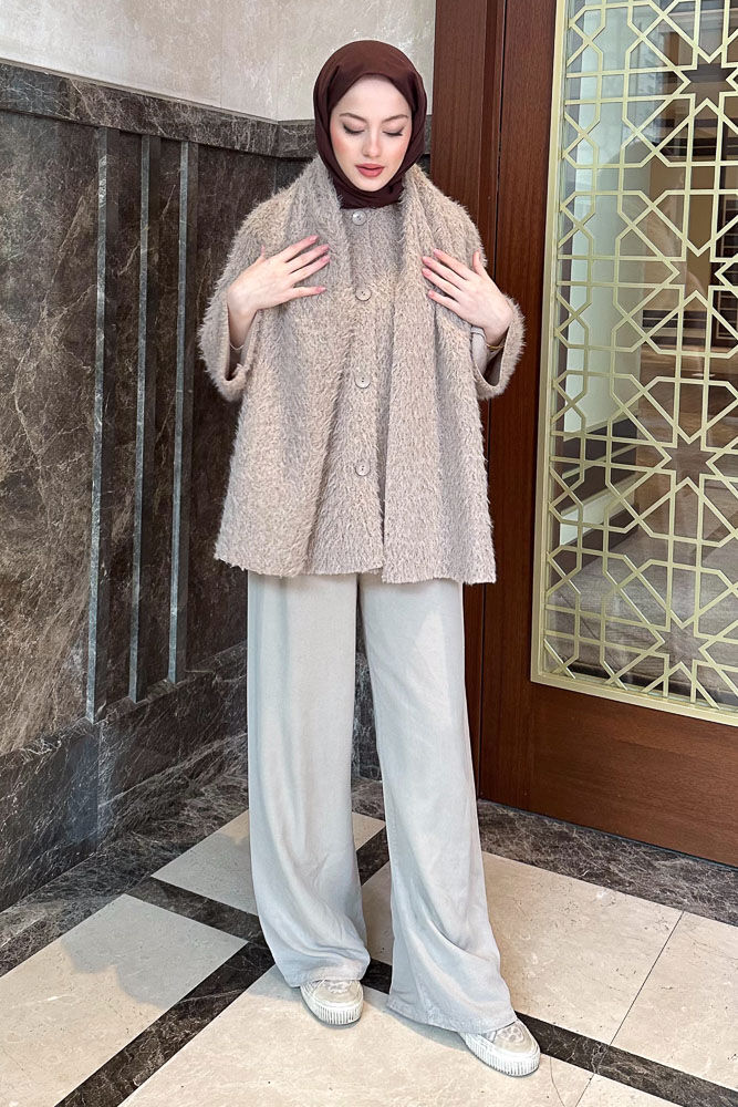 Benny Atkılı Peluş Ceket - Bej - ENMA (1)