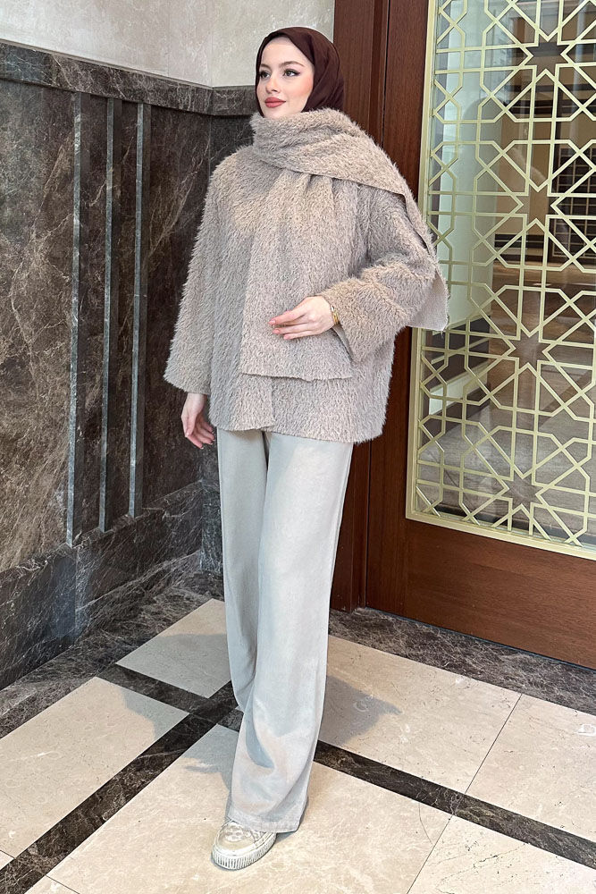 Benny Atkılı Peluş Ceket - Bej - ENMA (5)