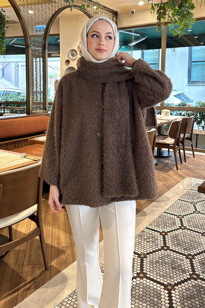 Benny Atkılı Peluş Ceket - Kahverengi - ENMA (5)