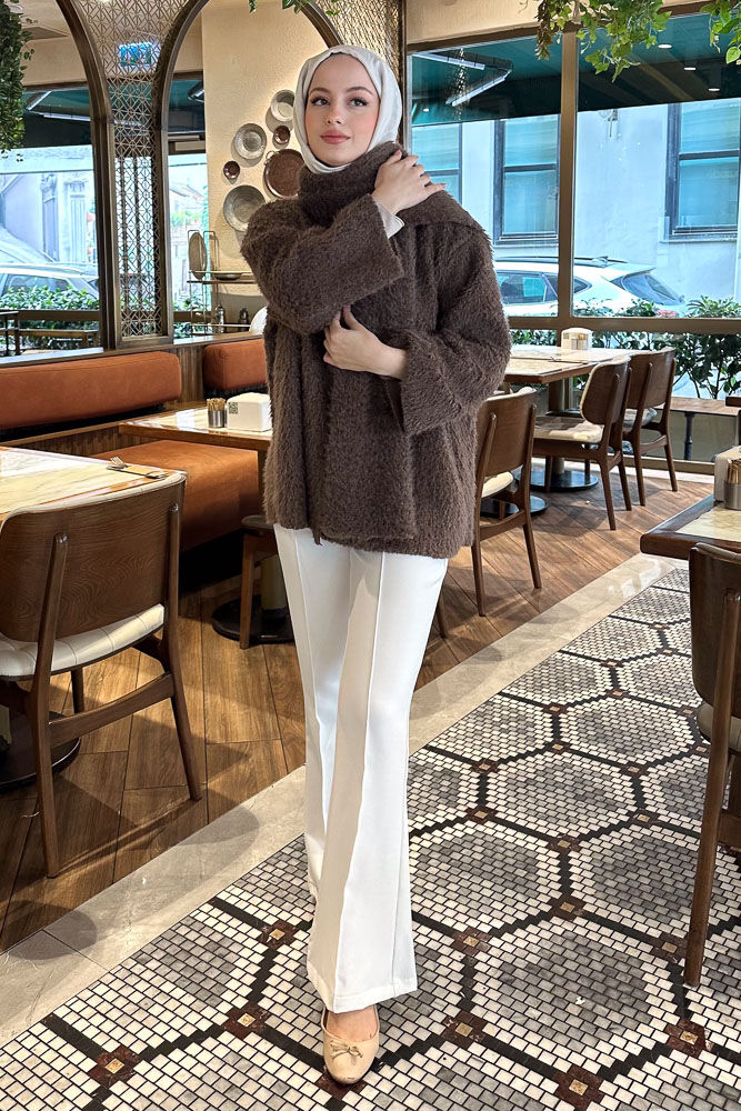 Benny Atkılı Peluş Ceket - Kahverengi - ENMA (2)