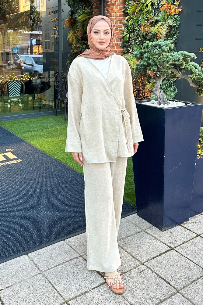 Bertie Kimono Takım - Bej - 7