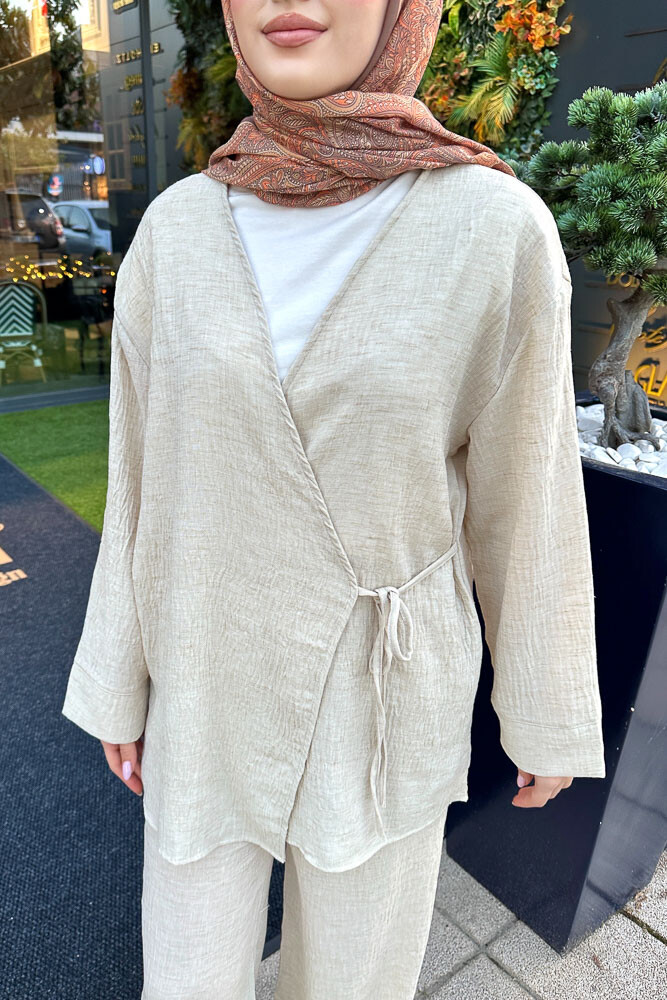 Bertie Kimono Takım - Bej - 5