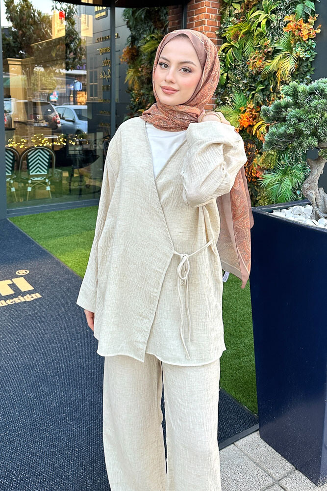 Bertie Kimono Takım - Bej - 6