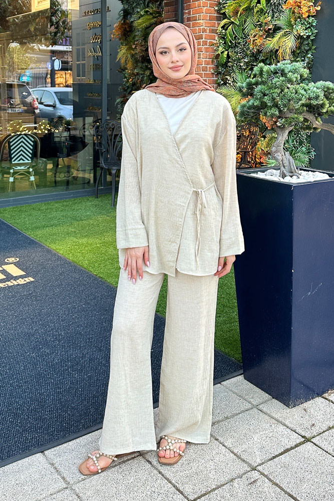 Bertie Kimono Takım - Bej - 4